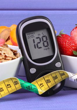 Şeker Ölçüm şeker seviyesi, sağlıklı yiyecek ve santimetre, diyabet ve sağlıklı yaşam