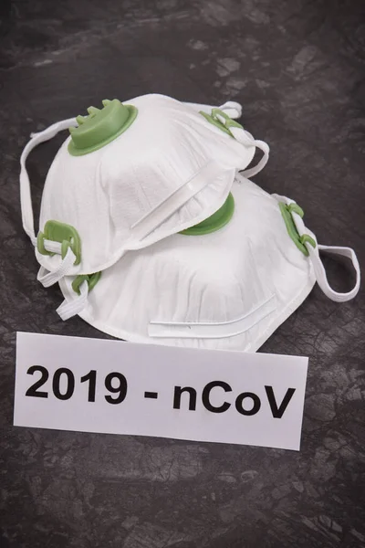 Felirat 2019 Ncov Védőmaszk N95 Védelem Koronavírus Ellen Kovid — Stock Fotó