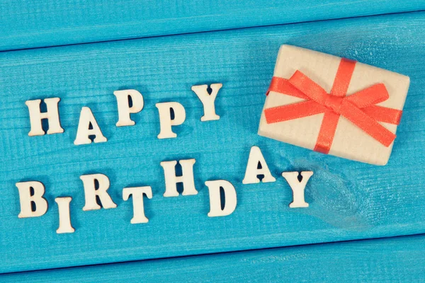 Geschenkpapier Mit Roter Schleife Zum Geburtstag Inschrift Happy Birthday Auf — Stockfoto