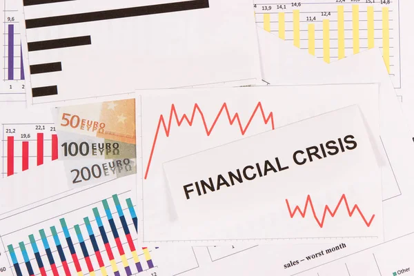 Inscription Crise Financière Devises Euro Graphiques Baisse Représentant Krach Financier — Photo