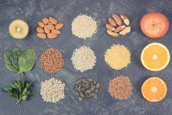 Producten Ingrediënten Als Beste Voedzame Voeding Voor Gezonde Schildklier Natuurlijke — Stockfoto