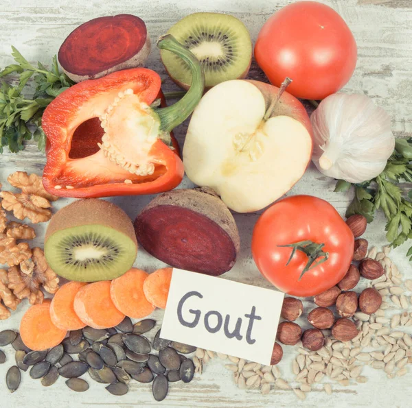 Gut Iltihabının Tedavisi Böbreklerin Sağlığı Için Sağlıklı Besinler — Stok fotoğraf