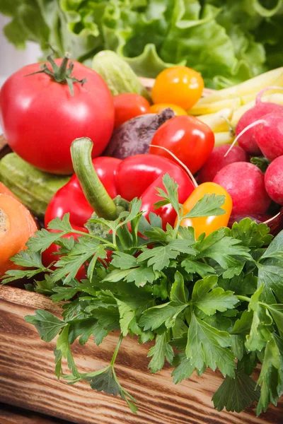 Heap Fresh Ripe Vegetables Ingredients Containing Healthy Natural Vitamins Minerals — Stock Photo, Image