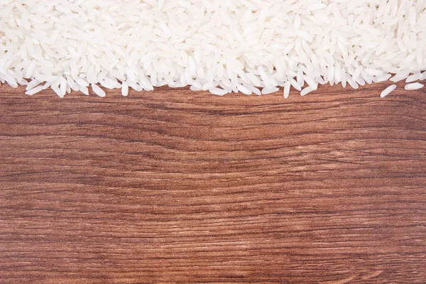 Heap White Rice Rustic Board Concept Healthy Nutrition Copy Space — Stock Photo, Image