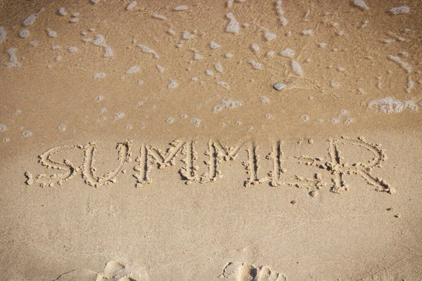 Inscripción Verano Ola Mar Playa Concepto Tiempo Vacaciones — Foto de Stock