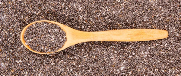 Chia Seeds Wooden Spoon Concept Food Containing Natural Vitamins Minerals — Stock Photo, Image