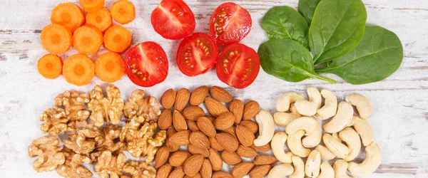 Gezonde Producten Ingrediënten Als Bron Vitamine Voedingsvezels Natuurlijke Mineralen Concept — Stockfoto