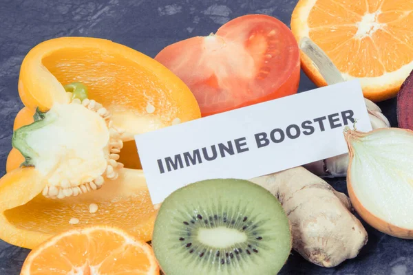 Verse Groenten Fruit Met Gezonde Vitaminen Mineralen Voedingsvezels Natuurlijke Immuunstimulatie — Stockfoto