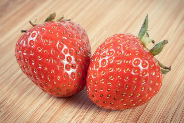 Fresh Delicious Strawberry Wooden Board Healthy Dessert Nutrition — Photo