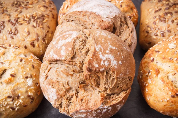 Panini Integrali Freschi Fatti Casa Croccanti Pane — Foto Stock