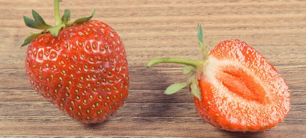 Fresas Frescas Deliciosas Sobre Tabla Madera Postres Saludables Nutrición — Foto de Stock