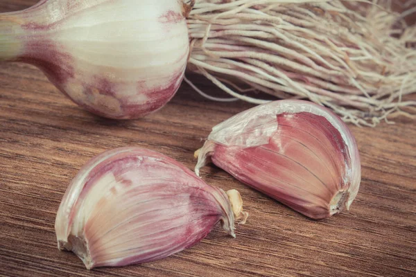 Ajo Saludable Que Contiene Vitaminas Minerales Naturales Medicina Alternativa — Foto de Stock