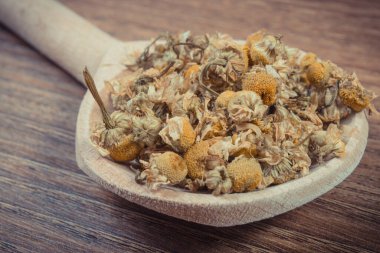 Vitamin ve mineral içeren sağlıklı doğal papatya çayı. Bitkisellik ve alternatif tıp