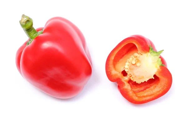 Whole and half of fresh peppers on white background — Stock Photo, Image
