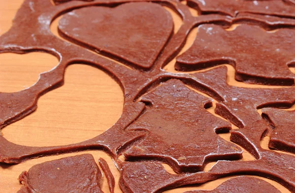 Teig für Lebkuchen in Christbaumform — Stockfoto