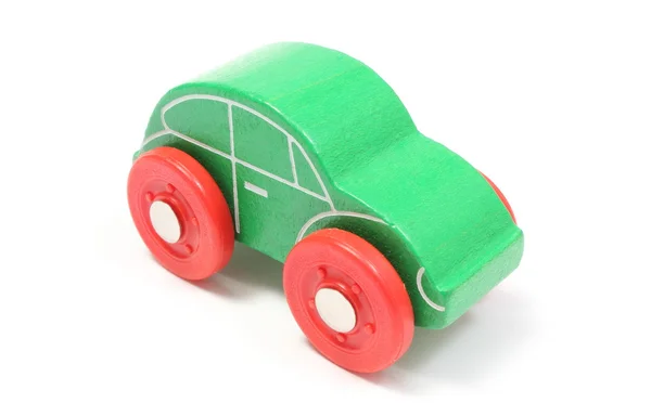 孤立在白色背景上的绿色玩具车 — 图库照片
