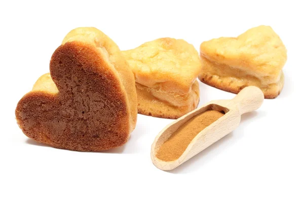 Καρδιές των muffins ψητό μήλο και κανέλα πούδρας — Φωτογραφία Αρχείου