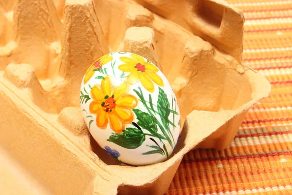 Kleurrijke Easter egg in kartonnen verpakking — Stockfoto