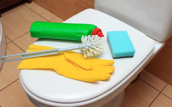 Zubehör zum Reinigen der Toilettenschüssel — Stockfoto