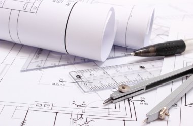 Elektrik diyagramları ve çizim için aksesuarlar haddelenmiş