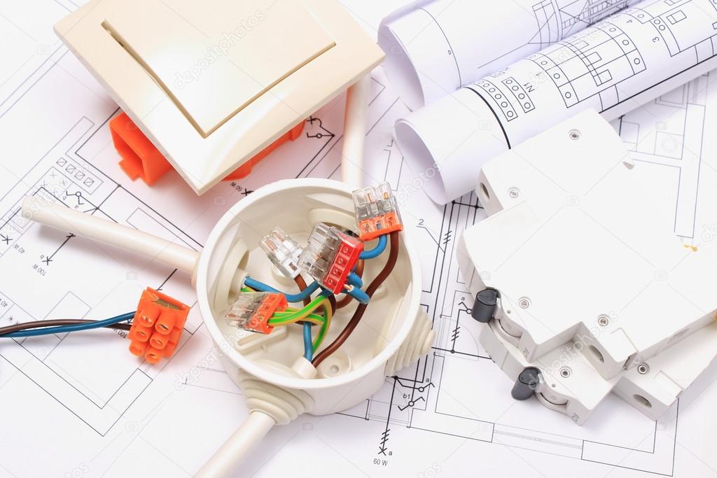 Components for electrical installations and construction diagrams