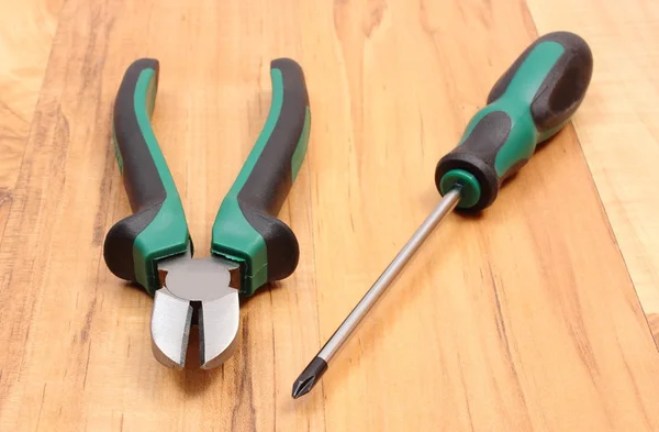 Work tools for engineer on wooden surface, technology — Stock Photo, Image