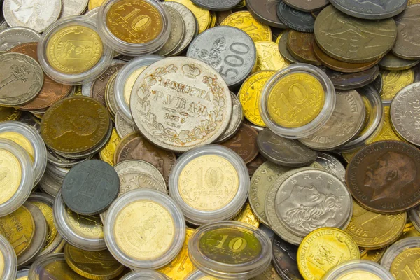 Heap of old dirty collection of coins for sale — Stock Photo, Image