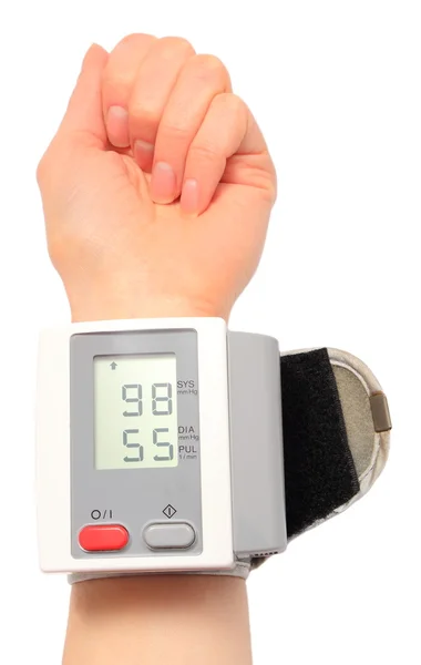 Hand with instrument for measuring blood pressure — ストック写真