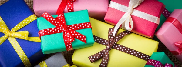 Heap of wrapped gifts for Christmas or other celebration — ストック写真