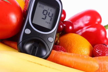 Meyve ve sebze, sağlıklı beslenme, şeker hastalığı olan Şeker Ölçüm