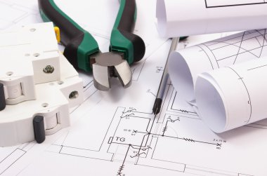 İş araçları, elektrik sigorta ve rulo diyagramları Tarih Hanesi'nin çizim İnşaat