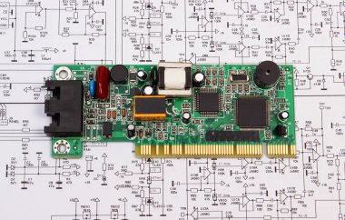 Baskılı devre kartı elektronik, teknoloji diyagram üzerinde yalan