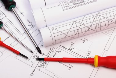 Diyagramlar ve iş araçları Tarih Hanesi'nin çizim elektrik inşaat rulo