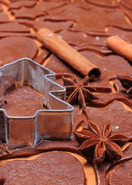 Baharat ve hamur Noel kurabiyeleri ve zencefilli kurabiye pişirme için aksesuarlar