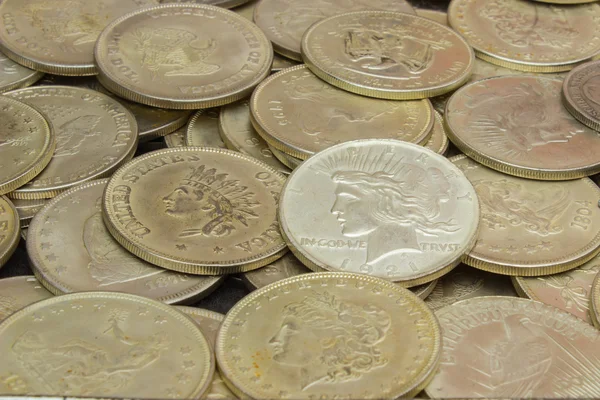 Heap of old dirty collection of coins for sale — Stock Photo, Image