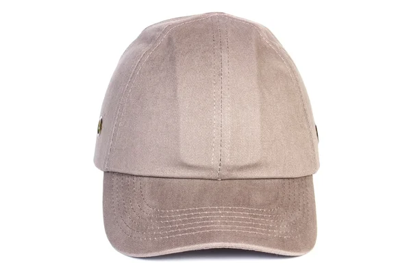 Casquette de baseball beige sur fond blanc, protection contre le soleil — Photo