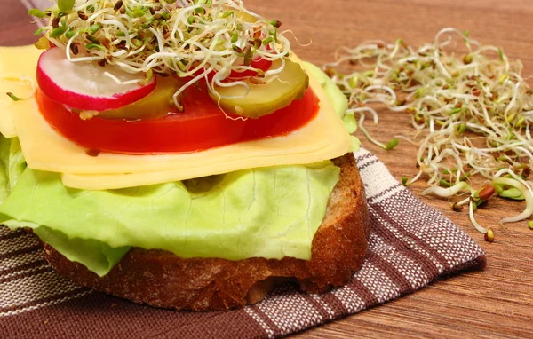 Вегетарианский сэндвич с люцерной и редькой — стоковое фото