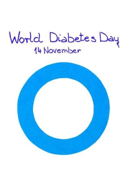 Kék kört a papír, fehér háttér, jelképe a cukorbetegek világnapja — Stock Fotó