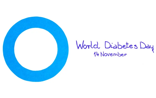 Blauwe cirkel van papier op witte achtergrond, symbool van wereld diabetes dag — Stockfoto