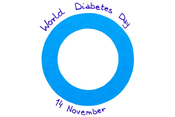 Blauwe cirkel van papier op witte achtergrond, symbool van wereld diabetes dag — Stockfoto