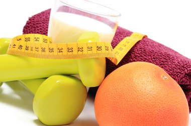 Halter, fitness, sağlıklı yaşam ve beslenme kullanmak için havlu