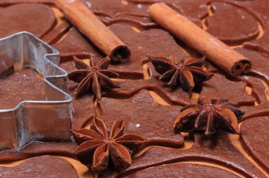 Baharat ve hamur Noel kurabiyeleri ve zencefilli kurabiye pişirme için aksesuarlar