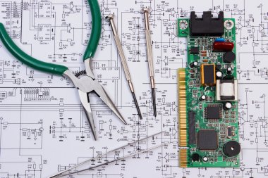 Baskılı devre kurulu ve hassas araçları şemasında elektroniği, teknoloji