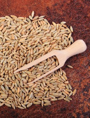 Çavdar tahıl tahta kaşıkla yığını