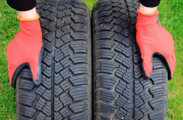 Closeup of winter car tire — Stock Photo, Image