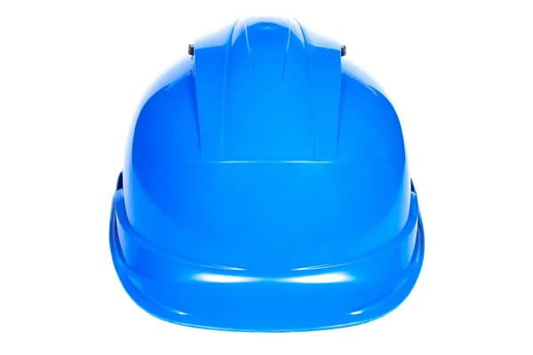 Closeup of blue protective helmet on white background — ストック写真