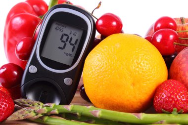 Meyve ve sebze, sağlıklı beslenme, şeker hastalığı olan Şeker Ölçüm