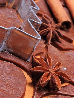 Baharat ve hamur Noel kurabiyeleri ve zencefilli kurabiye pişirme için aksesuarlar