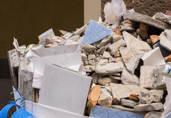 Heap of debris, construction waste from renovation house
