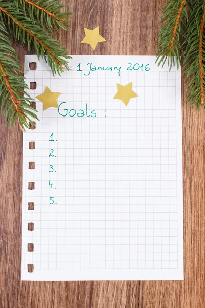 Notebook for planning new years resolutions and goals — 图库照片